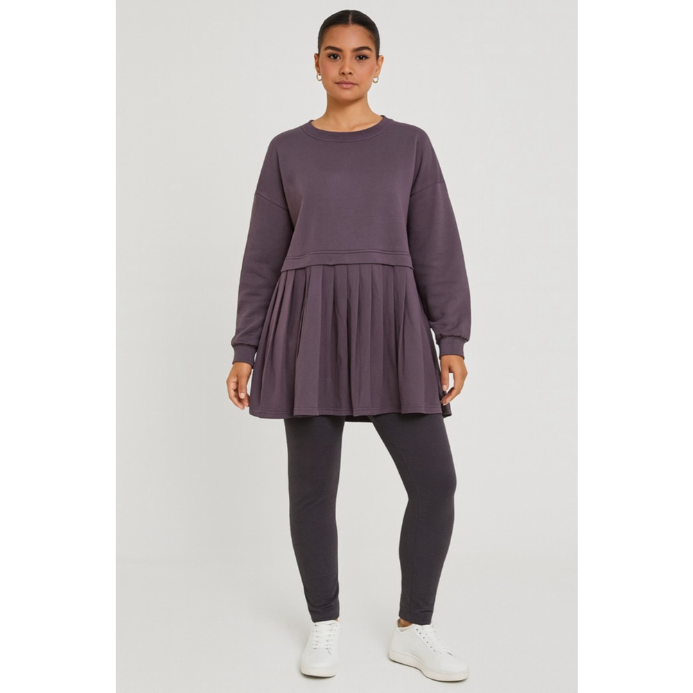 Ugerlov Purple Long Sleeve Sweatshirt Dress Women’s Size M Pleated Skirt Casual